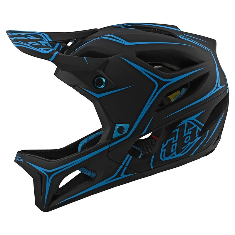 Troy Lee Designs Stage Mips Pinstripe Black Cyan
