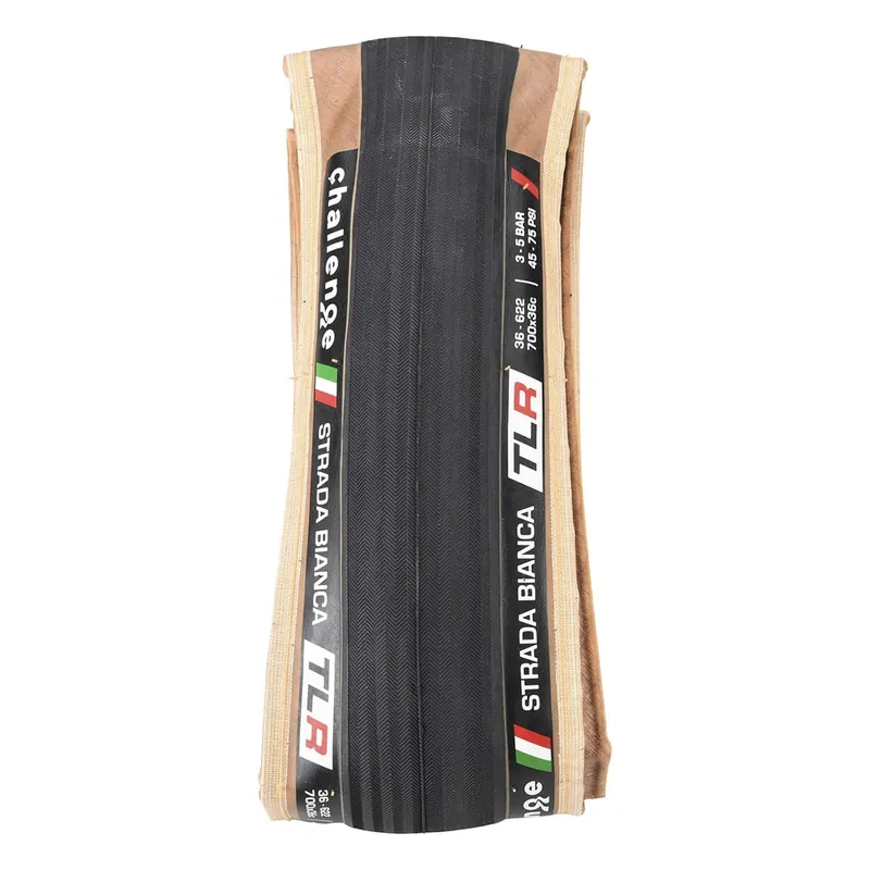 Neumático CHALLENGE STRADA BIANCA NILON SUPERLIGHT 700x36c Tubeless Ready Beige
