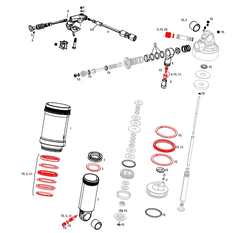 Kit de juntas básico para amortiguador ROCKSHOX MONARCH XX A1-B1 (2012-2013) #11.4118.006.010