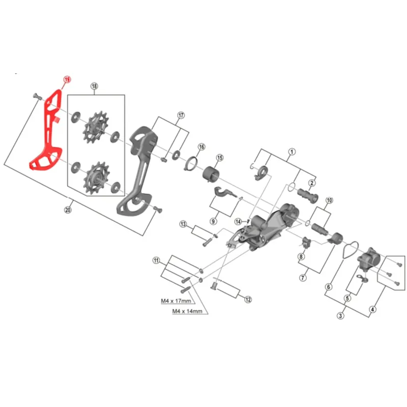 Jaula larga para cambio SHIMANO XTR M9120 SGS 12 velocidades