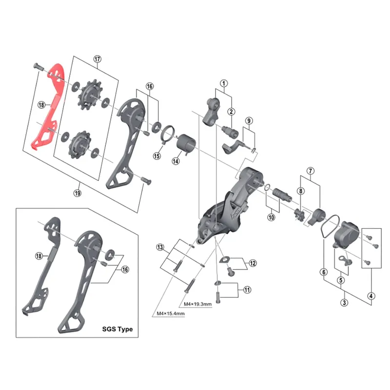 Jaula interna mediana para cambio SHIMANO XT M8000 GS