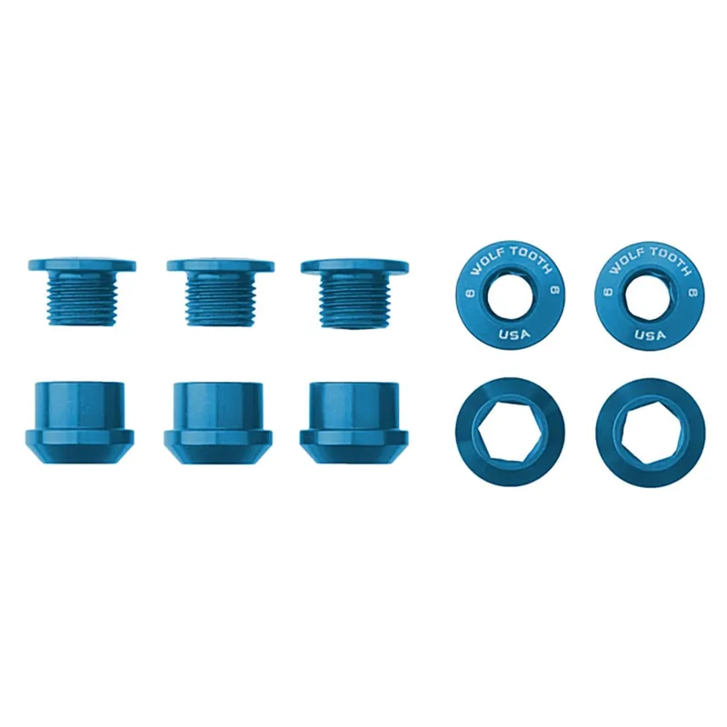 5 M8x6 mm WOLF TOOTH 1X Kit de tornillos y tuercas para plato azul