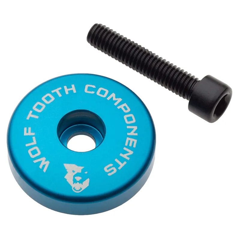 Tapa de potencia WOLF TOOTH con espaciador integrado de 5 mm 1"1/8 Azul