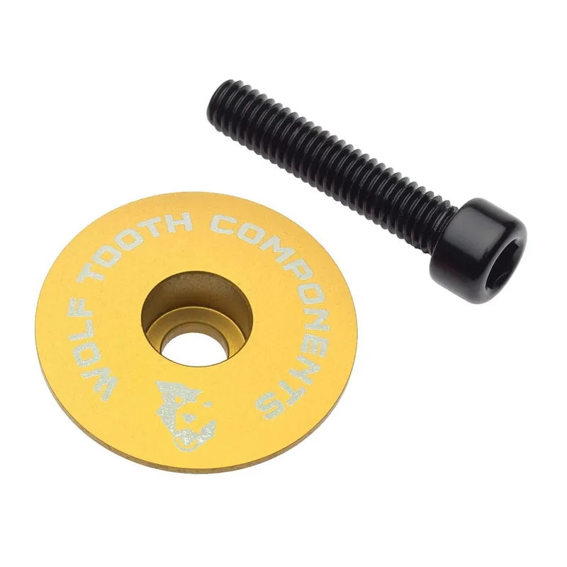 Tapa de potencia ultraligera WOLF TOOTH con tornillos de oro de 1"1/8