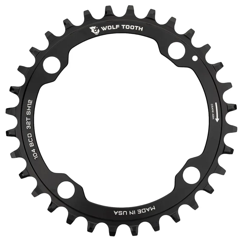 WOLF TOOTH 104 BCD 12V Shimano 4 Agujeros 104mm Negro Mono Plato