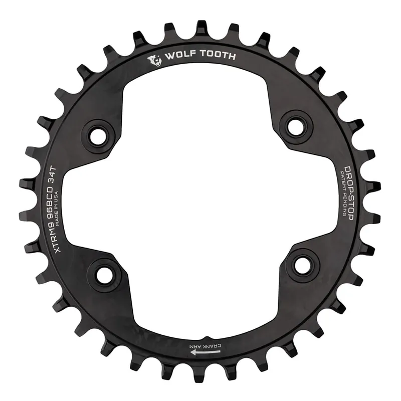 WOLF TOOTH 96 BCD 9/10/11/12V Shimano XTR M9000/M9020 4 Agujeros 96mm Negro Mono Plato