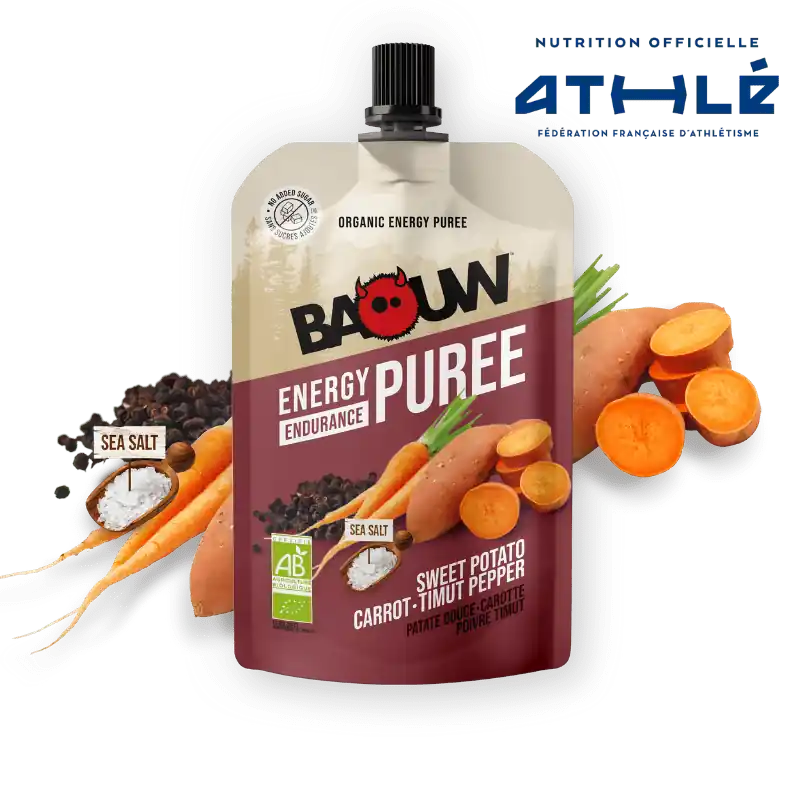 BAOUW Puré Energético Ecológico Receta Sabrosa Boniato/Aroga/Pimienta (90g)