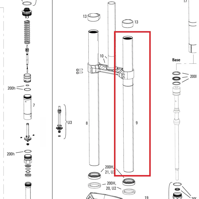 Plunge izquierdo ROCKSHOX 38mm BOXXER D1+(2024+) Negro
