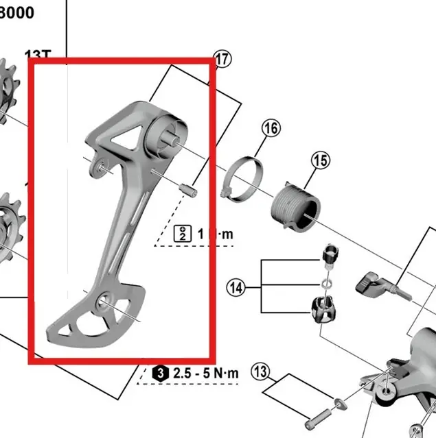 GS SHIMANO CUES U8000/U6000 Jaula externa del cambio trasero