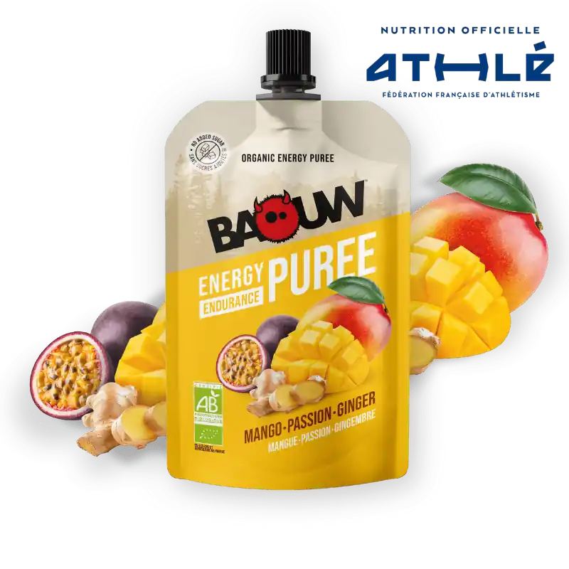 BAOUW Receta Ecológica Puré Energético de Mango/Pasión/Jengibre (90g)