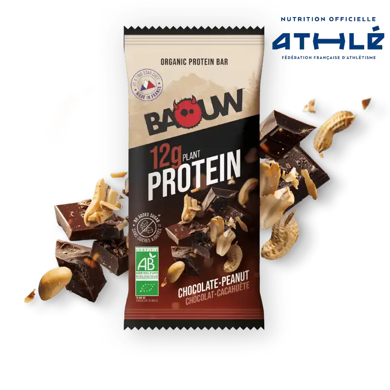 BAOUW ORGANIC EXTRA Barrita de proteínas de chocolate y malvavisco (50g)