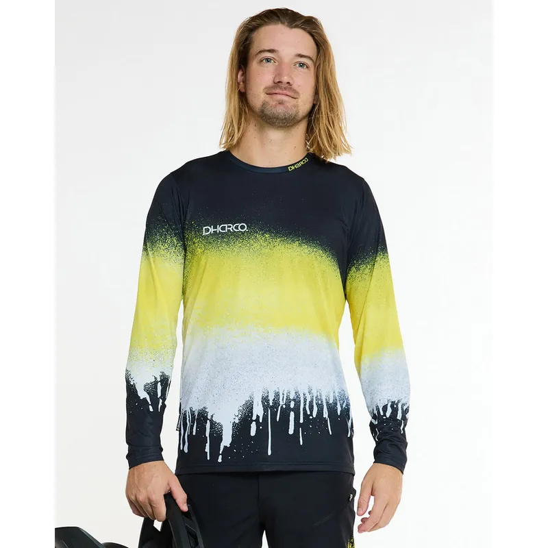 Maillot de manga larga DHARCO RACE ACID RAIN Negro/Amarillo