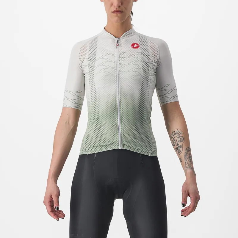 Maillot CASTELLI CLIMBER'S 2.0 W Mujer manga corta Gris/Verde