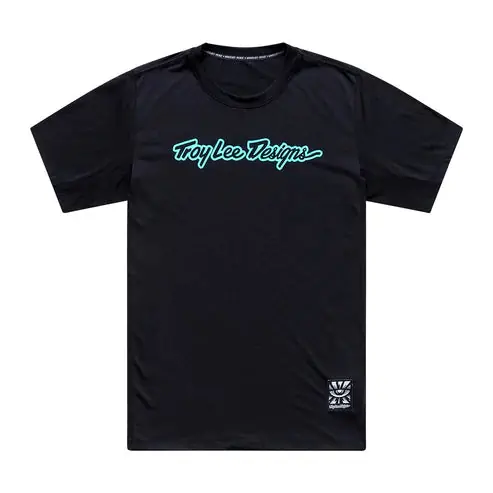 Maillot TROY LEE DESIGNS SKYLINE RIDE SIGNATURE Manga corta Negro/Turquesa