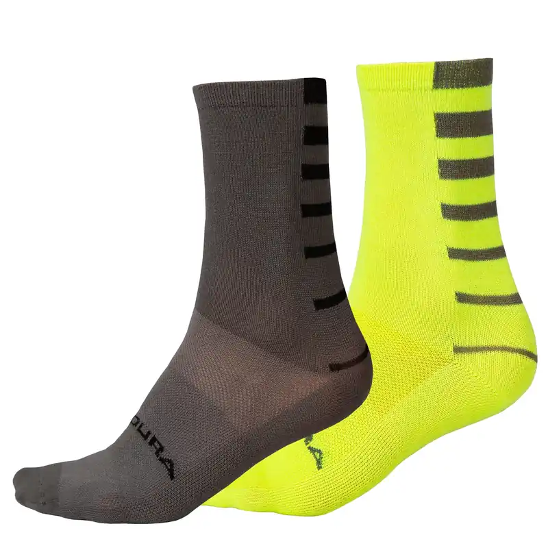 ENDURA COOLMAX STRIPE Calcetines de 2 pares Amarillo/Gris