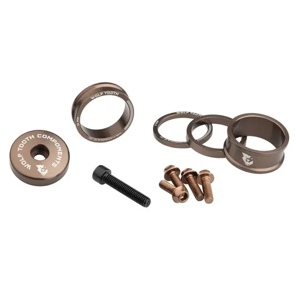 Kit de espaciadores. Tapa de la potencia y tornillos KIT WOLFTOOTH BLING Espresso