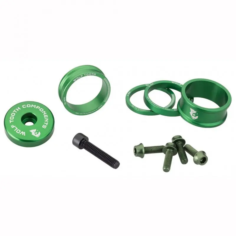 Kit de espaciadores. Tapa del vástago y tornillos KIT WOLFTOOTH BLING Oliva