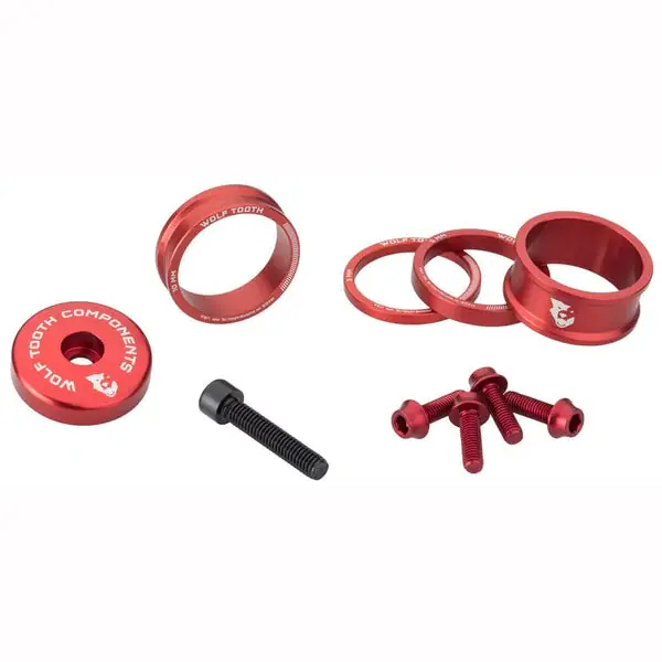 Kit Espaciador. Tapa de la potencia y tornillos KIT WOLFTOOTH BLING Rojo