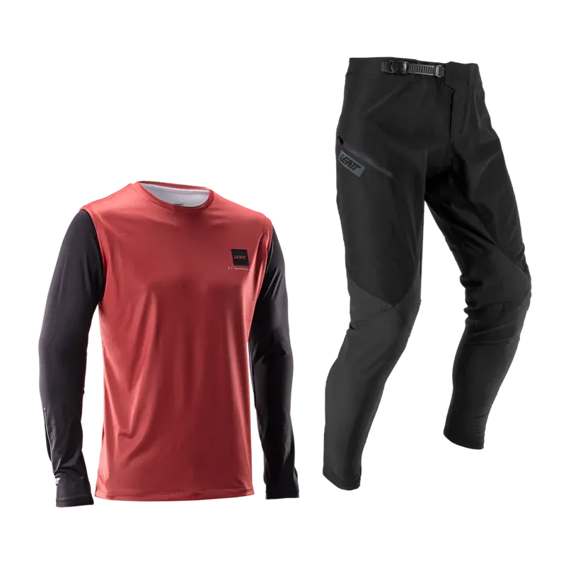 LEATT MTB GRAVITY 1.0 Maillot + Pantalón Kit Negro/Rojo
