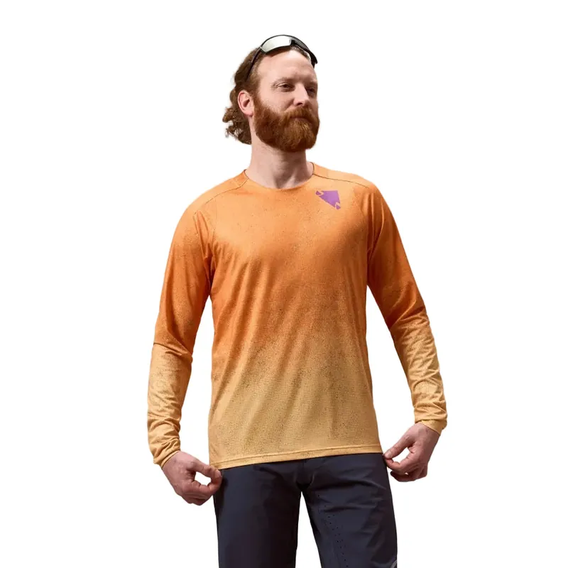 ENDURA SINGLETRACK PRINT Maillot Manga Larga Fin Naranja