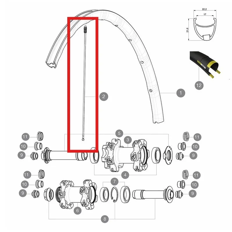 Kit de 12 radios delanteros MAVIC KSYRIUM PRO ALLROAD 291.5mm