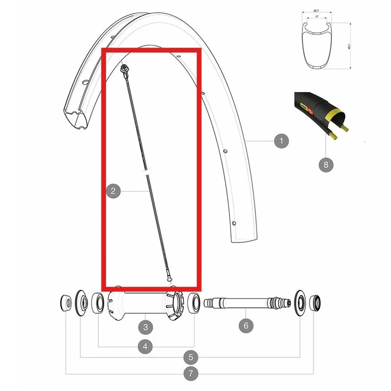 Kit de 12 radios delanteros/traseros MAVIC COSMIC PRO CARBON SL T/C UST 271mm
