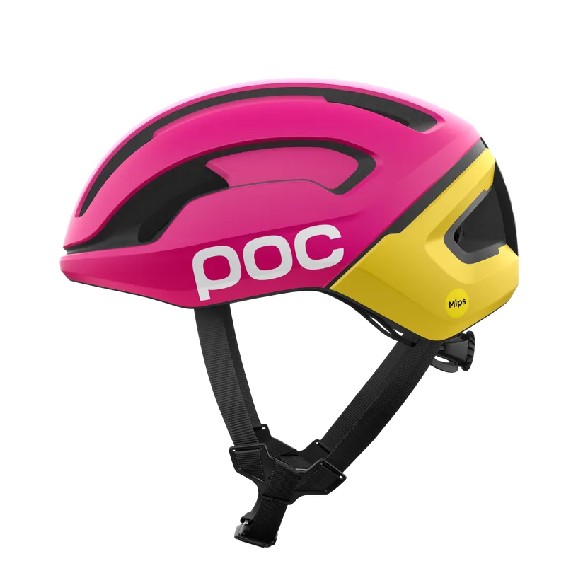 Casco de carretera POC OMNE AIR MIPS Logo Rosa/Amarillo