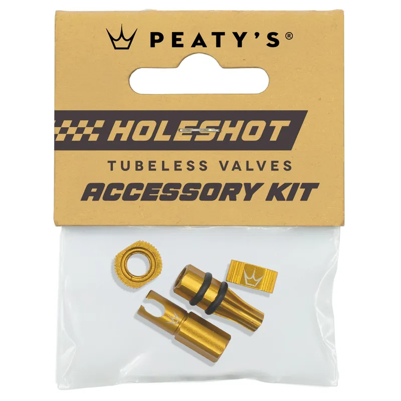 Kit PEATY'S HOLESHOT FAST FLOW Gold Tapones de válvula y espigas
