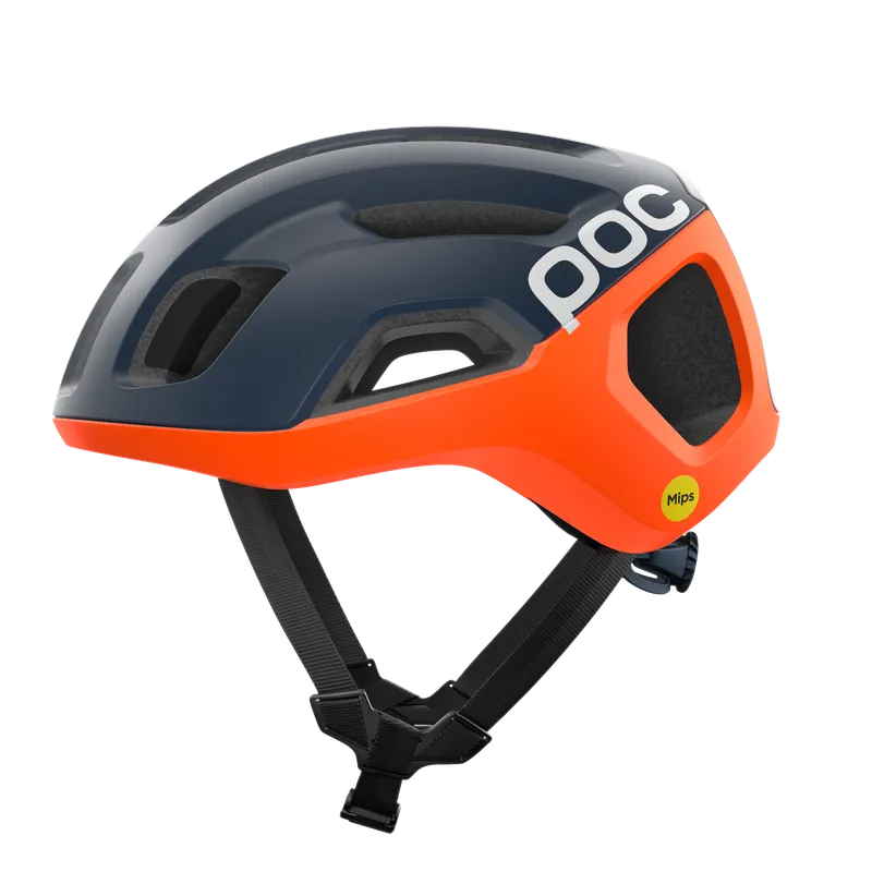 Casco de carretera POC VENTRAL AIR MIPS Azul marino/Naranja/Blanco mate