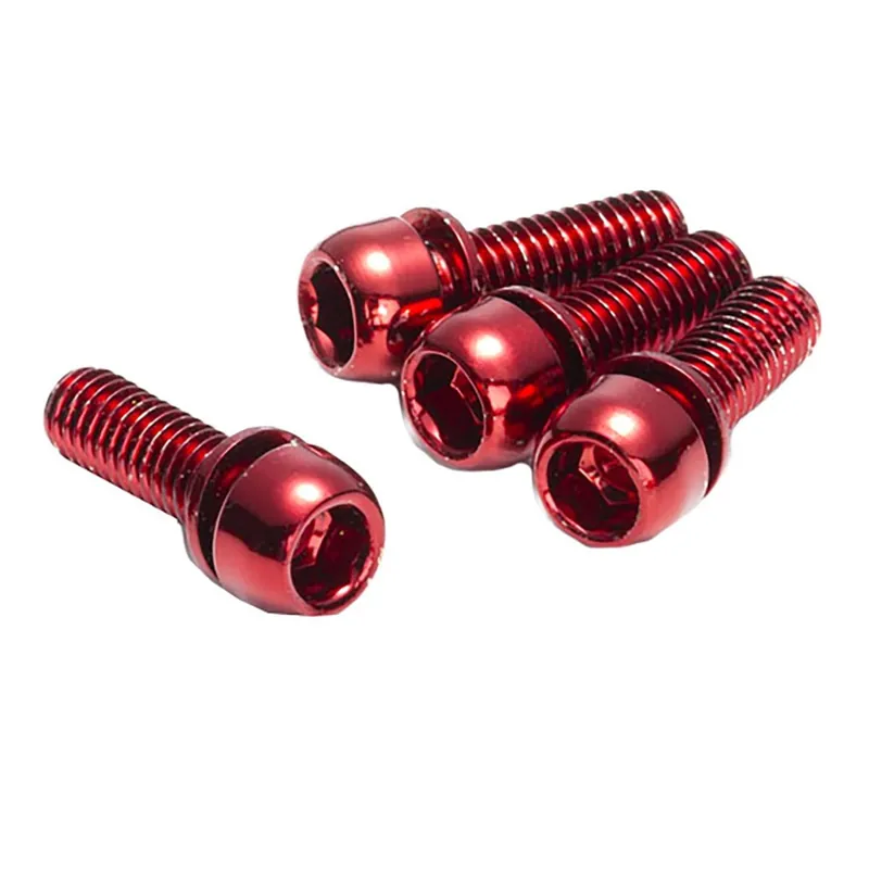 Juego de 4 tornillos de fijación de estribos REVERSE COMPONENTS M6 x 18 mm Rojo