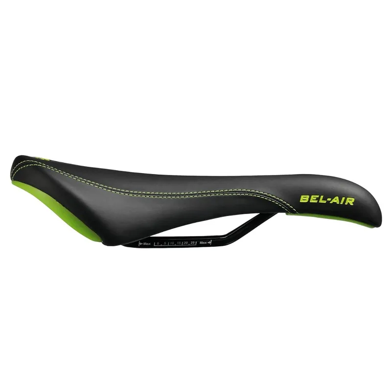 Sillín SDG BEL-AIR RL Steel Rails Negro/Verde