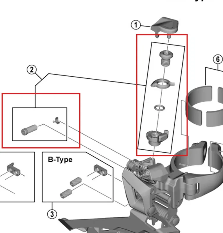 Tornillos de ajuste y sujeción del cable SHIMANO FD-R7100/U6030/5801/R7000/RX400