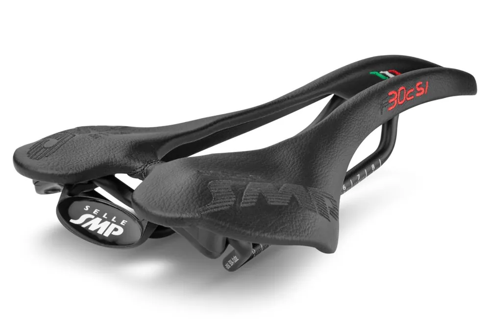 Sillín SMP F30C SI Raíles de acero inoxidable Negro