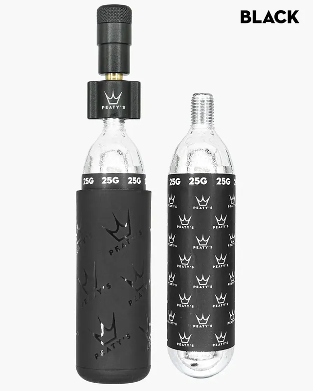 Percutor de CO2 PEATY'S HOLESHOT ROAD/GRAVEL + 2 cartuchos de CO2 roscados de 16g Negro
