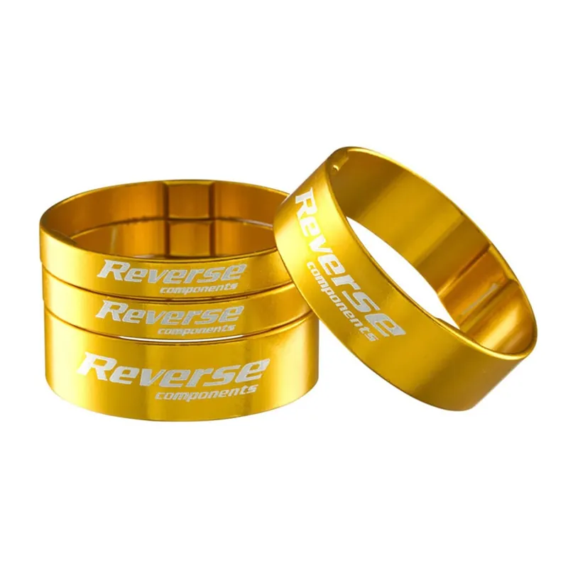 REVERSE COMPONENTS Juego de espaciadores de aluminio ultraligeros 1"1/8 para juego de dirección de oro