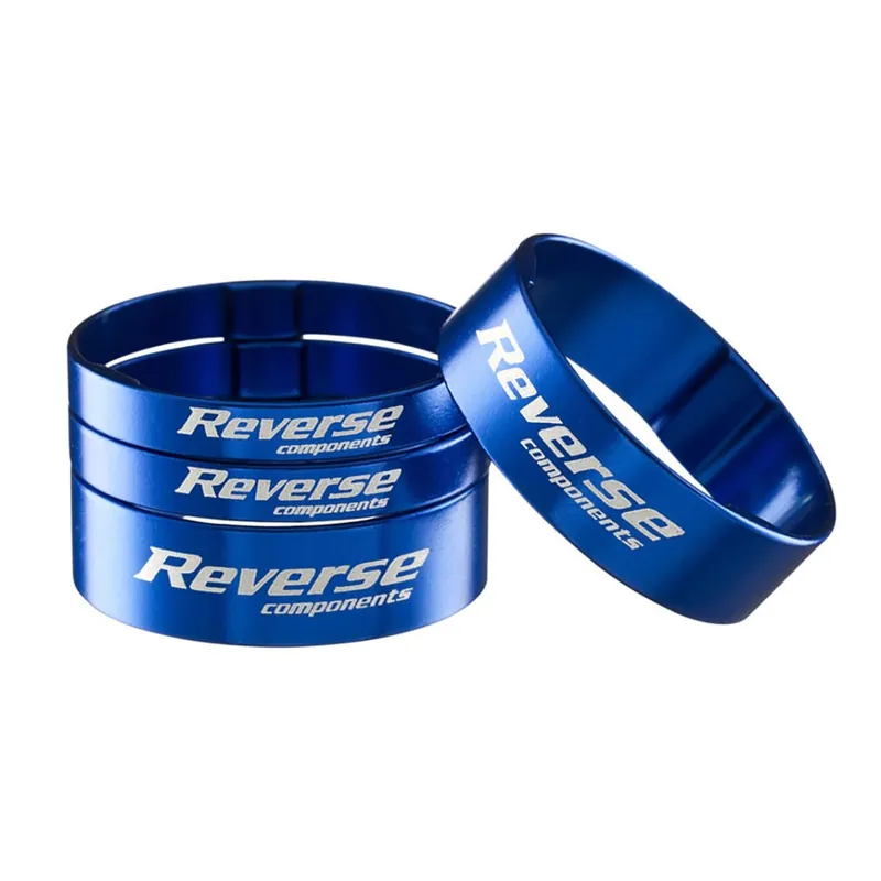 REVERSE COMPONENTS Juego de espaciadores de aluminio ultraligero para juego de dirección de 1"1/8 azul