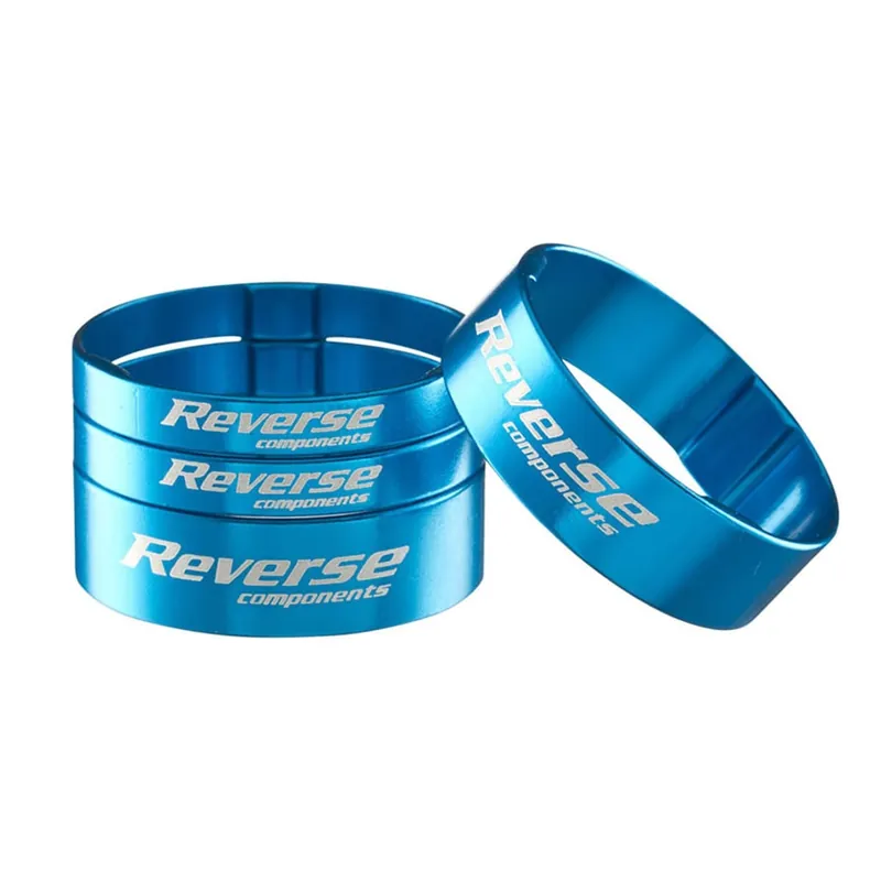 REVERSE COMPONENTS Juego de espaciadores de aluminio ultraligero para juego de dirección de 1"1/8 azul