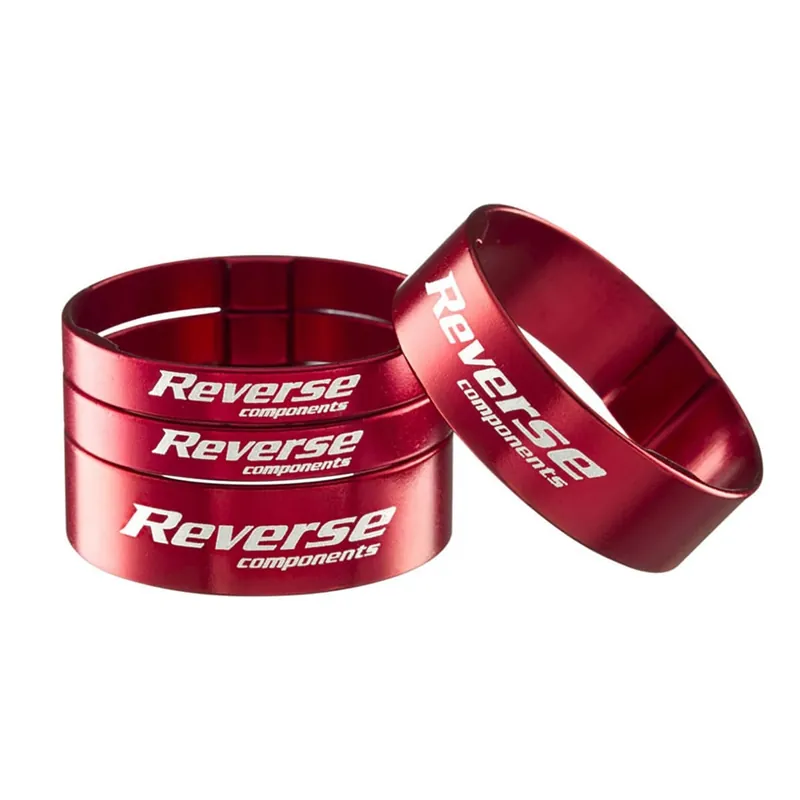 REVERSE COMPONENTS Juego de espaciadores de aluminio ultraligero 1"1/8 rojo para juego de dirección
