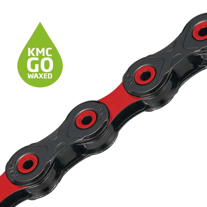 Cadena 12V KMC DLC12 Waxed Negra/Roja