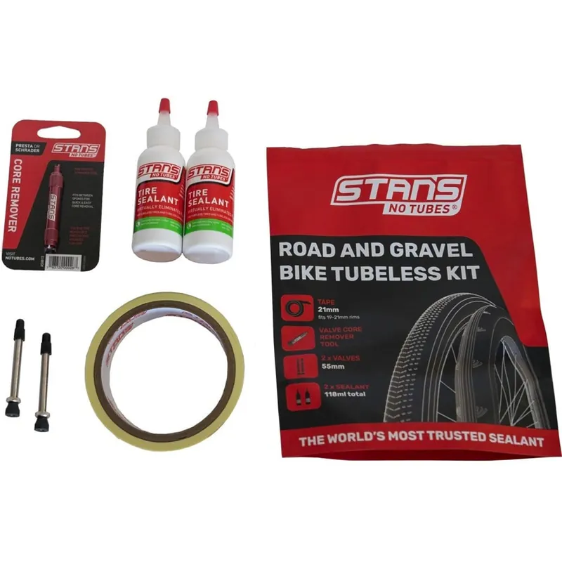 Kit Tubeless STAN'S ROAD 21 mm Válvulas 55 mm + Líquido Preventivo (59 ml)
