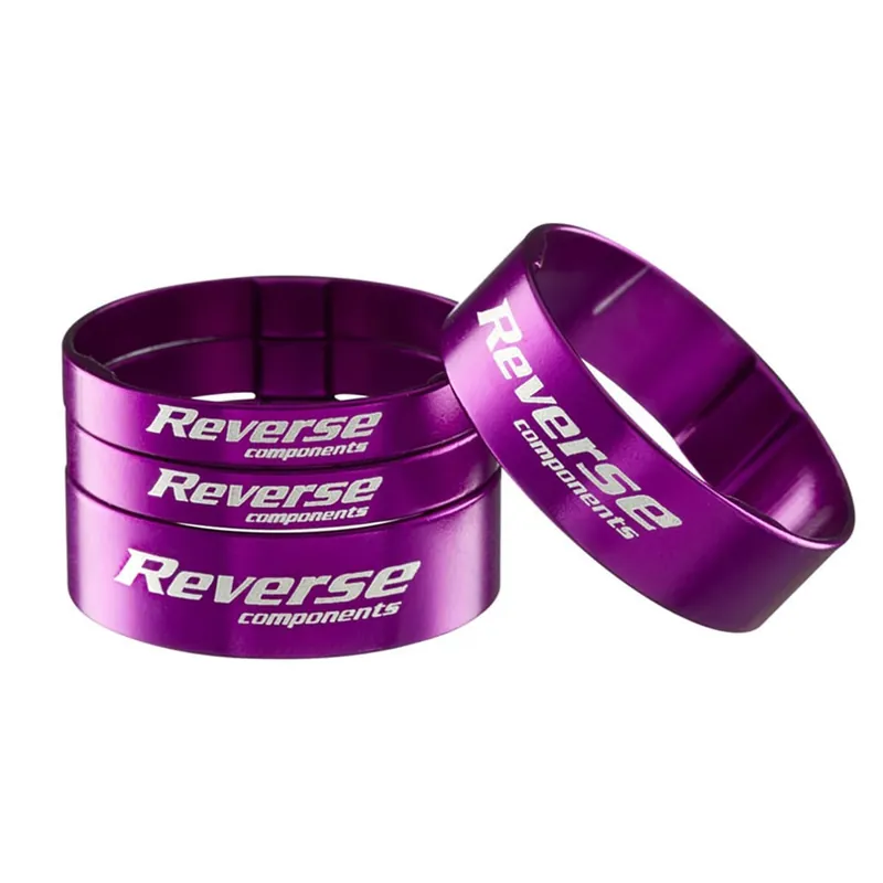 REVERSE COMPONENTS Juego de espaciadores de aluminio ultraligero 1"1/8 Purple Headset Spacer Kit