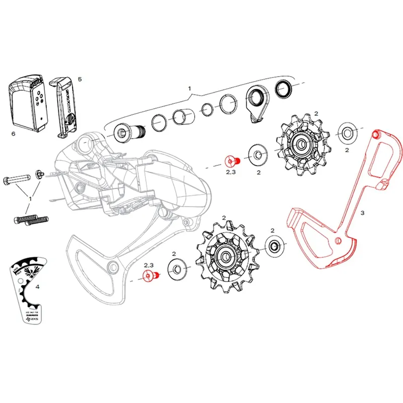 SRAM X01 EAGLE AXS Polar 12 Velocidad Cambio Trasero Jaula Interna