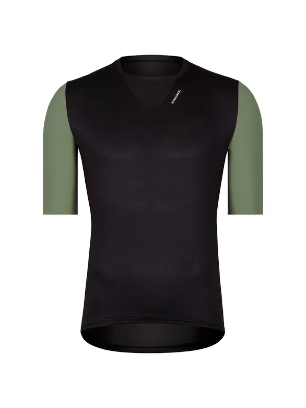 Barden Maillot Manga Corta Etxeondo Hombre Negro-Verde Caqui