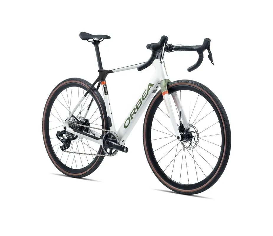 Orbea Gain M20i 2024 White Chic/Metallic Green Artichoke Gloss