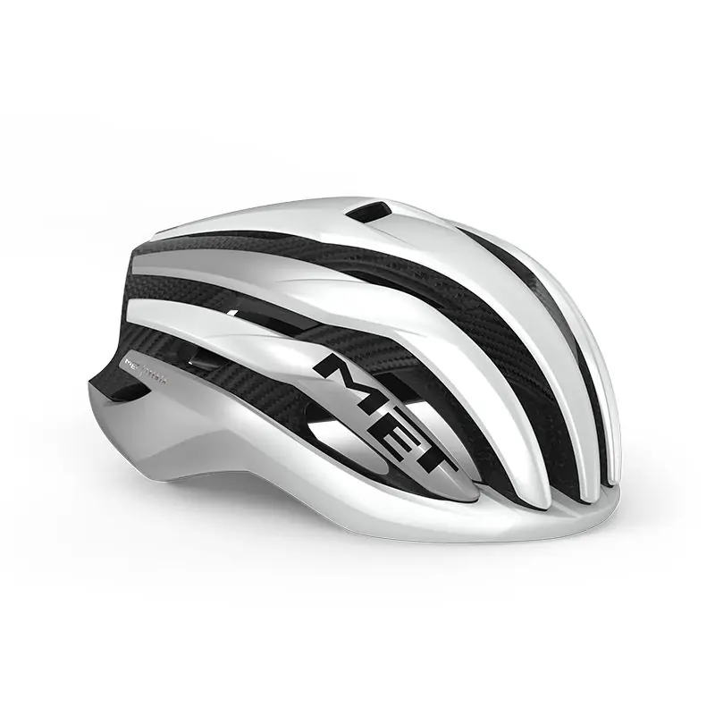 Casco Met Trenta 3K Carbon Mips Blanco/Plata Metalico