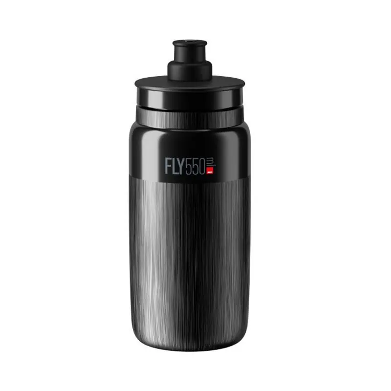 Bidon Elite Fly Tex Negro Logo Gris 550ml
