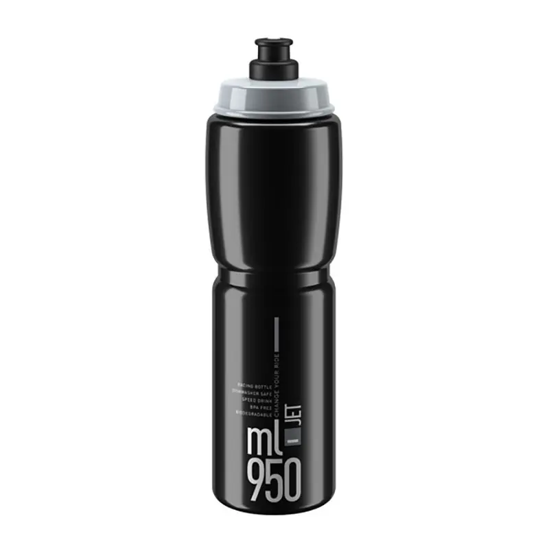 Bidon Elite Jet Negro Logo Gris 950ml