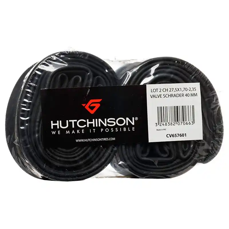 Blister 2 Camaras Hutchinson 27.5x1.70/2.35 Valvula Standard 40mm Negro