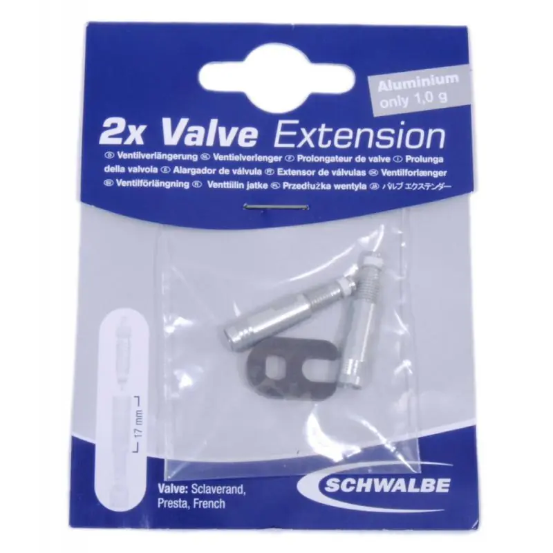 Prolongador Schwalbe Válvula Presta Obus Desmontable Aluminio 17mm Gris
