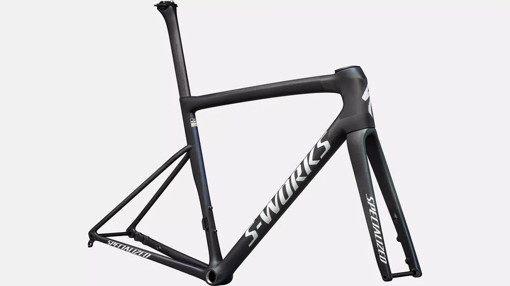 S-Works Tarmac SL8 Cuadro Carretera Specialized 2025 Satin Carbon/Cynan Blue/Silver-Blue Pearl/Metallic White Silver